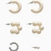 Набор серьги и каффы 7 шт "Нежность", цветной в серебре