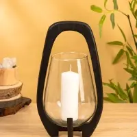 Подсвечник "Аура" 18х19х33 см, стекло, дерево