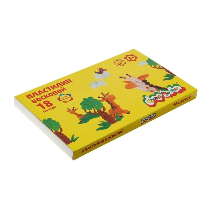 Пластилин восковой 18 цветов по 15 г Пластилин восковой 18 цветов по 15 г "Каляка-Маляка", со стеком