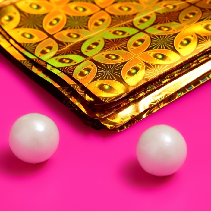 Пакет подарочный голографический с липкой лентой, "Шарм" МИКС 7,5x12+2 см  набор 50шт