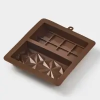 Форма для дубайского шоколада 2 плитки "Квадраты, пирамиды" 21x19x2,5 см
