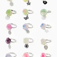 Кольцо &laquo;Выбражулька&raquo; цветок фиалка с подвеской, МИКС, безразмерное (фас. 36 шт.)