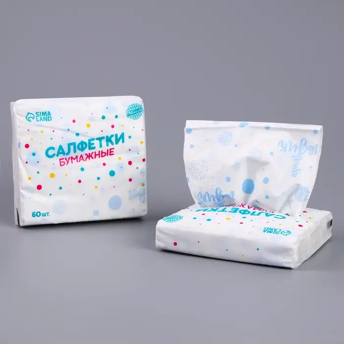 Салфетки бумажные &laquo;1 годик&raquo;, 60 шт. в пакете, трёхслойные