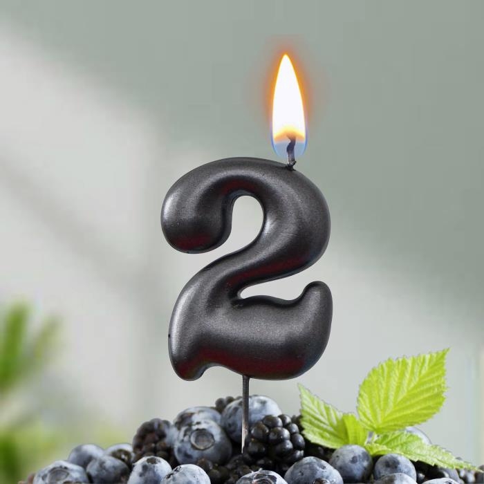 Свеча в торт "Мокрый асфальт", цифра 2