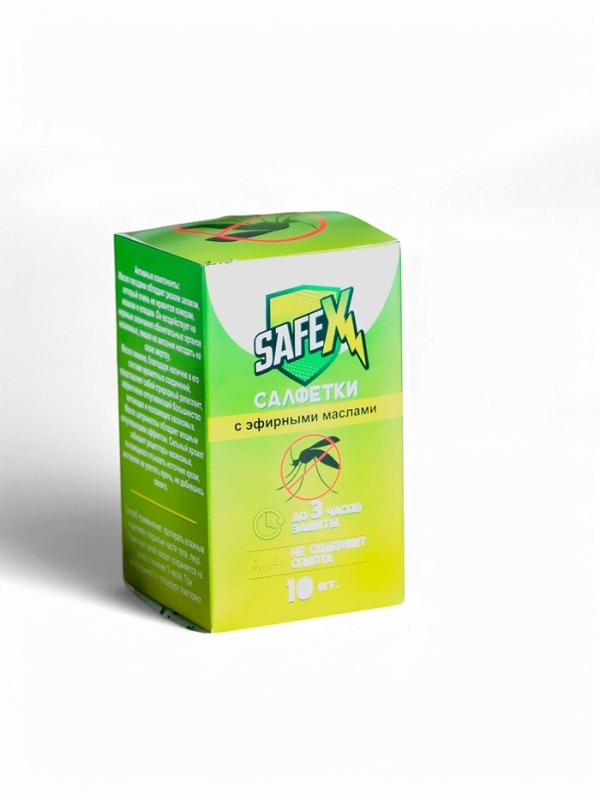 Влажная салфетка от комаров на натуральных эфирных маслах, 10 шт