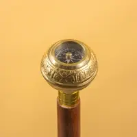 Трость с компасом 93 см, латунь, дерево