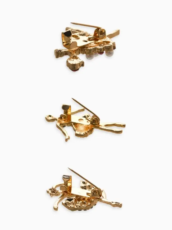 Броши "Балеринки" (набор 3шт), цвет микс в золоте