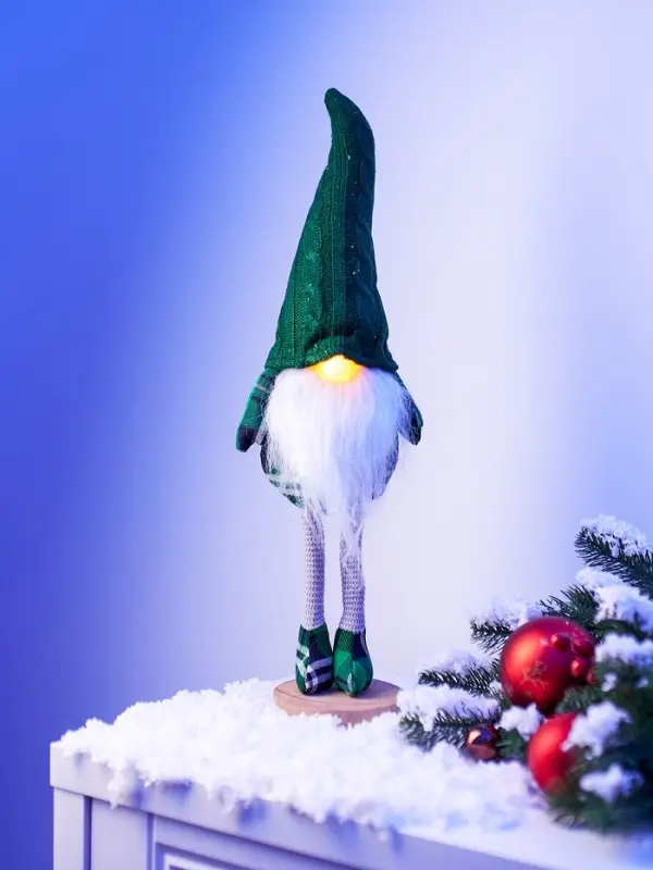 Фигура текстиль &laquo;Гном в зелёном&raquo; 54 см, 1 LED, от батареек AG13&times;3, свечение тёплое белое
