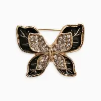 Брошь &laquo;Бабочка&raquo;, маленькая, чёрная в золоте