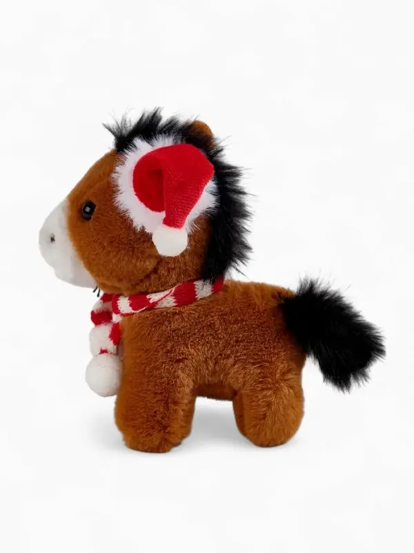 POMPOSHKI мягкая игрушка Лошадка, в шапочке, коричневая