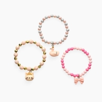 Браслет детский "Выбражулька" 3шт, сияние, кот, лебедь, бант, цветной