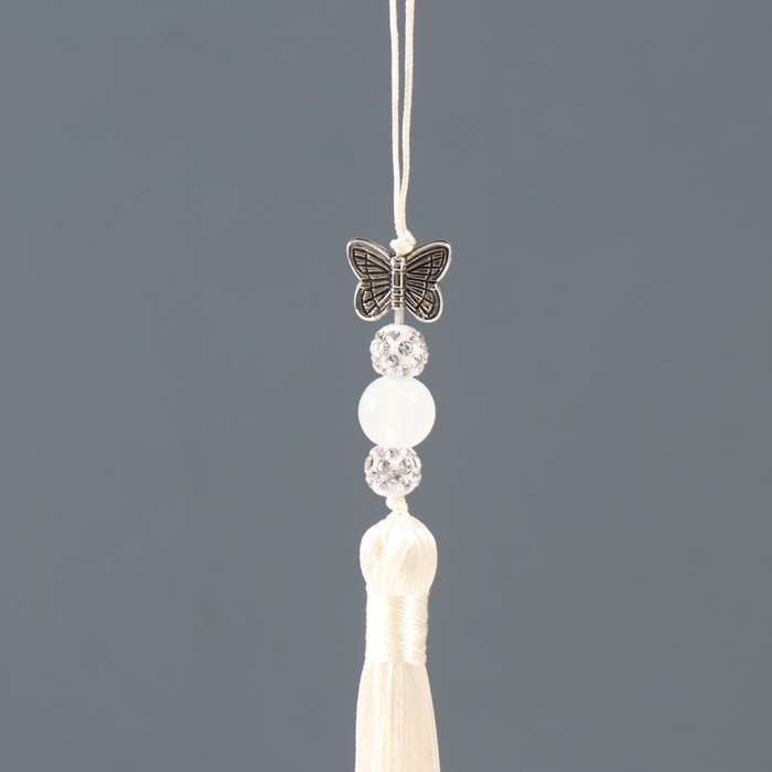 Подвеска текстиль, металл Подвеска текстиль, металл "Бабочка" слоновая кость 1х1,2х16,5 см