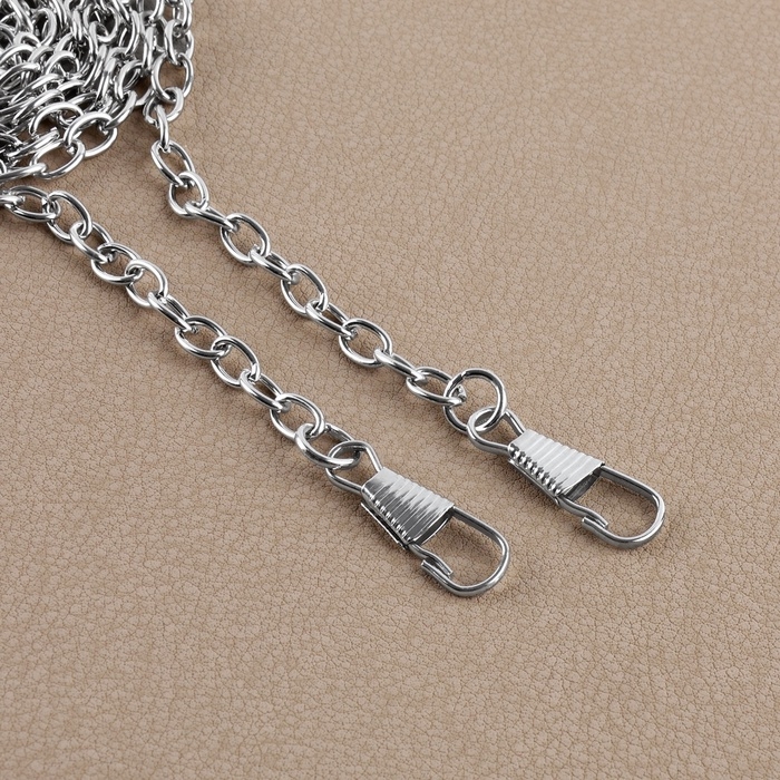 Набор для создания сумки, 4 предмета, кольцо-карабин - 2 шт, цепочка, кнопка магнитная, цвет серебряный