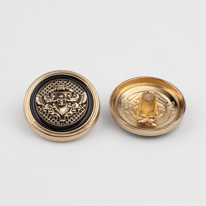 Набор металлических пуговиц на ножке &laquo;Львы&raquo;, d = 20 мм, 5 шт, цвет золотой/чёрный