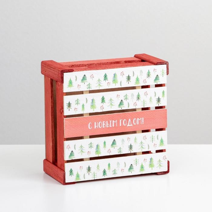 Подарочная коробка - ящик новогодний «С новым годом», деревянный 20 × 20 × 10 см Подарочная коробка - ящик новогодний «С новым годом», деревянный 20 × 20 × 10 см