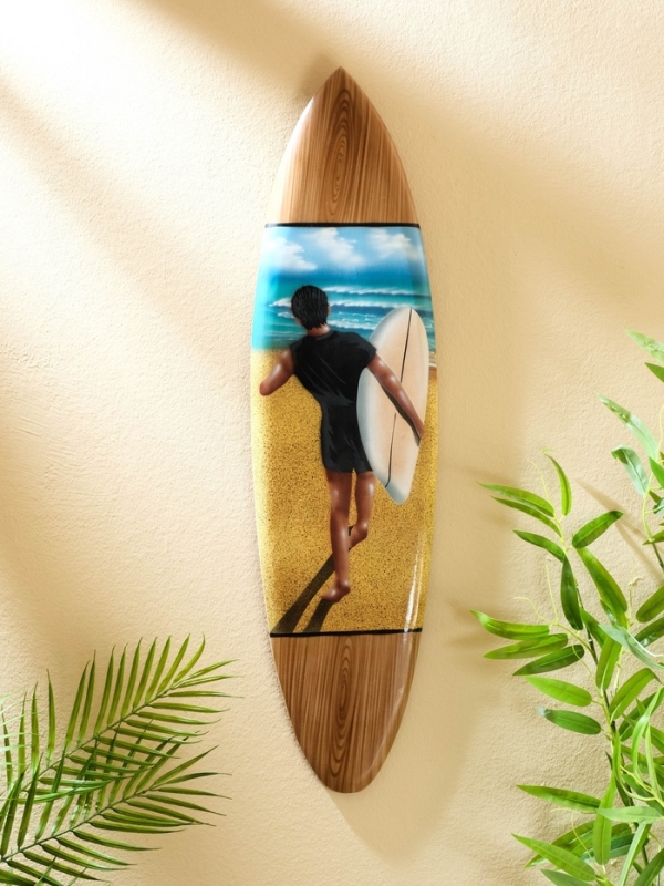 Панно "Доска для сёрфа "Сёрфингист" дерево 80х21 см