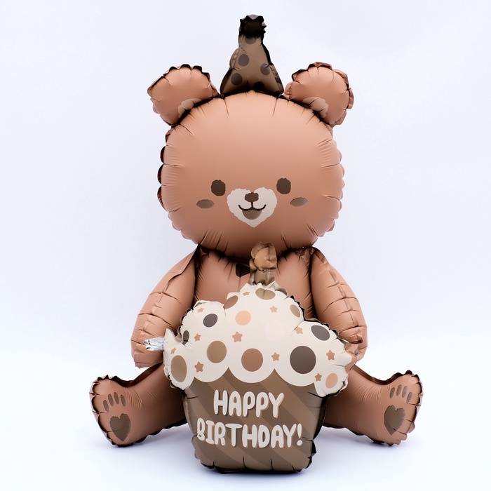 Воздушный шар фольгированный 23" &laquo;Мишка с тортом&raquo;, фигура