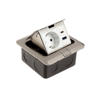 Розетка выдвижная, 16А, одноместная, 1 USB + 1 USB-C, цвет серебристый Розетка выдвижная, 16А, одноместная, 1 USB + 1 USB-C, цвет серебристый