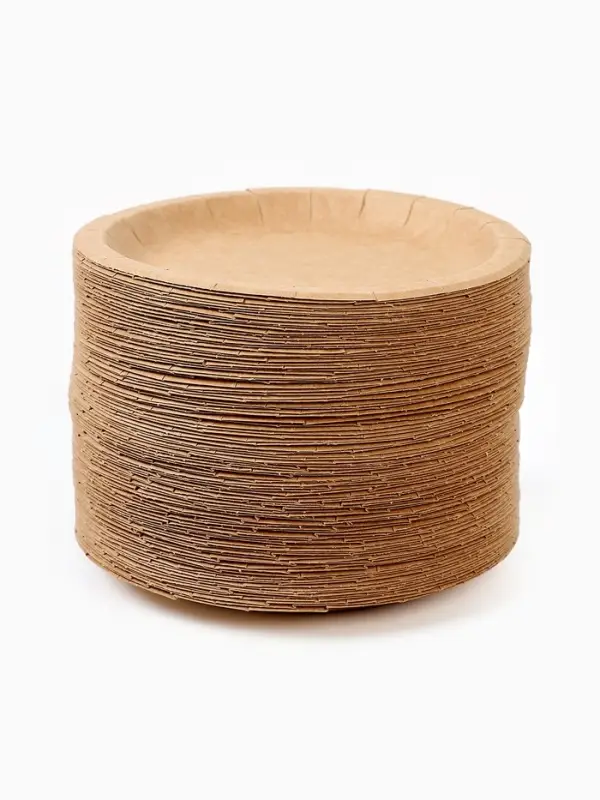 МП Тарелка одноразовая "Крафт" с бортом, картон, 18 см  (100 шт.)