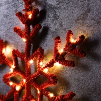 Светодиодная фигура &laquo;Снежинка красная&raquo; 39 см, 30 LED, батарейки AAx2 (не в комплекте), свечение теплое белое