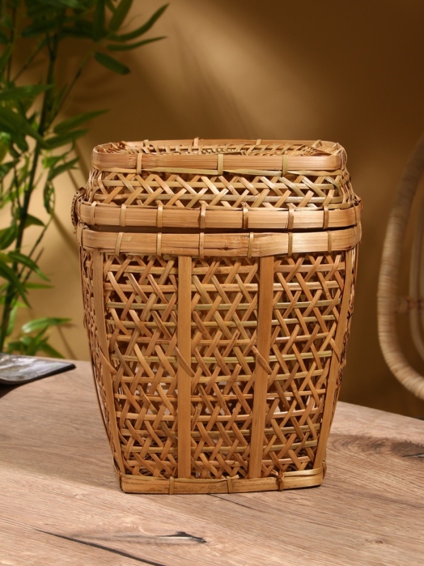 Корзина плетёная "Баскет" бамбук 24х24х28 см, светлая