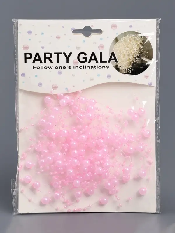 Гирлянда для декора из бусин, розовая