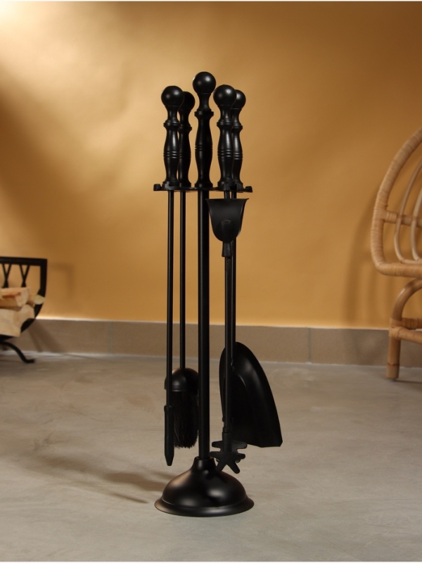 Каминный набор "Дым" сталь, 4 предмета, 14х14х64 см