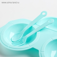 Тарелка Крошка Я в наборе вилка, ложка, цвет МИКС