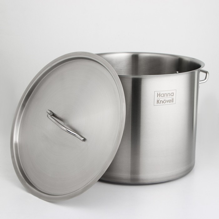 Кастрюля из нержавеющей стали Hanna Kn&ouml;vell HoReCa, 40 л, толщина 0,8 мм, 201 сталь, дно 3,2 мм, с теплораспределительным слоем, индукция