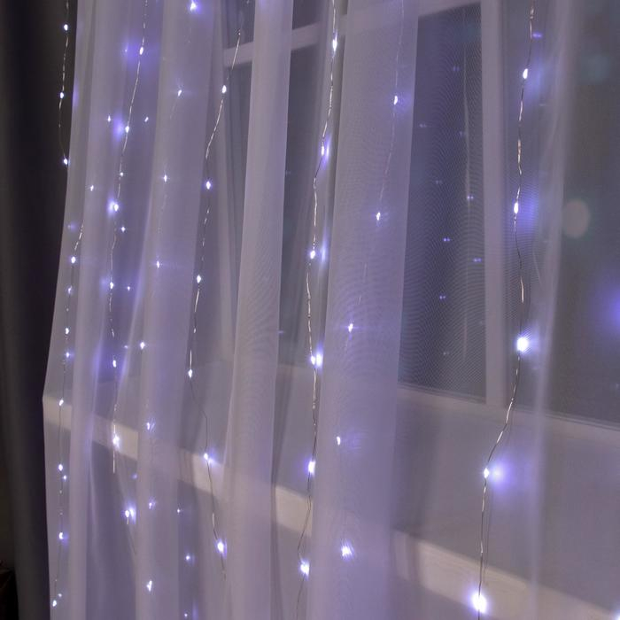 Гирлянда &laquo;Занавес&raquo; 2 &times; 3 м роса, IP20, серебристая нить, 450 LED, свечение белое, 8 режимов, 220 В