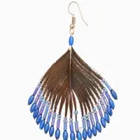 Серьги "Павлин" 5х8 см, цв. синий