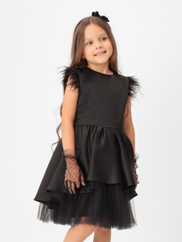 Платье нарядное детское KAFTAN, р.32 (110-116 см), черный