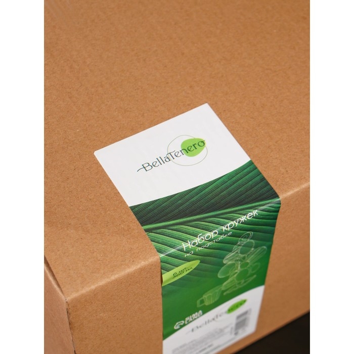 Набор фарфоровых кружек на бамбуковой подставке BellaTenero &laquo;Тюльпан&raquo;, 6 предметов: 300 мл, цвет белый