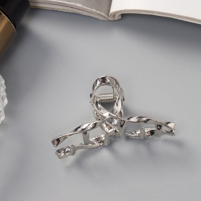 Краб для волос &laquo;Сабина&raquo;, петелька, 4,5 см, серебро