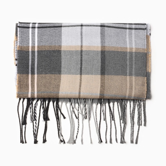 Шарф мужской, цвет бежевый/клетка, размер 31х170 Шарф мужской, цвет бежевый/клетка, размер 31х170