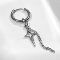 Пирсинг в ухо &laquo;Кольцо&raquo; звезда полярная с цепью, d=15 мм, цвет серебро