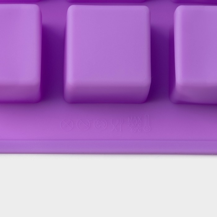 Форма для выпечки Доляна &laquo;Фигуры.Куб&raquo;, силикон, 26&times;15&times;3,2 см, 15 ячеек (3,4&times;3,4см), цвет фиолетовый