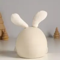 Сувенир керамика, текстиль "Зайчик круглый" белый 9х9,5х12 см