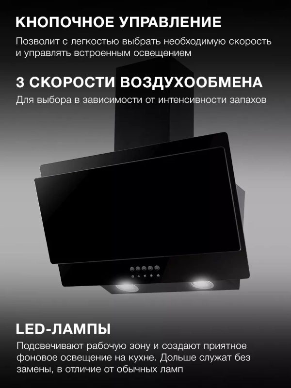 Вытяжка каминная HGH 6830 BG черный