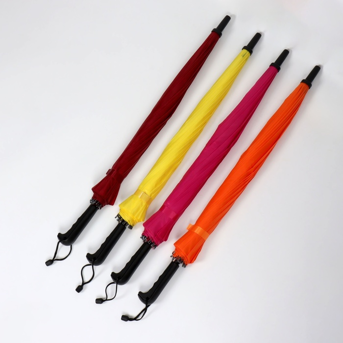 Зонт - трость полуавтоматический «Однотонный», 16 спиц, R = 46/55 см, D = 110 см, цвет МИКС Зонт - трость полуавтоматический «Однотонный», 16 спиц, R = 46/55 см, D = 110 см, цвет МИКС