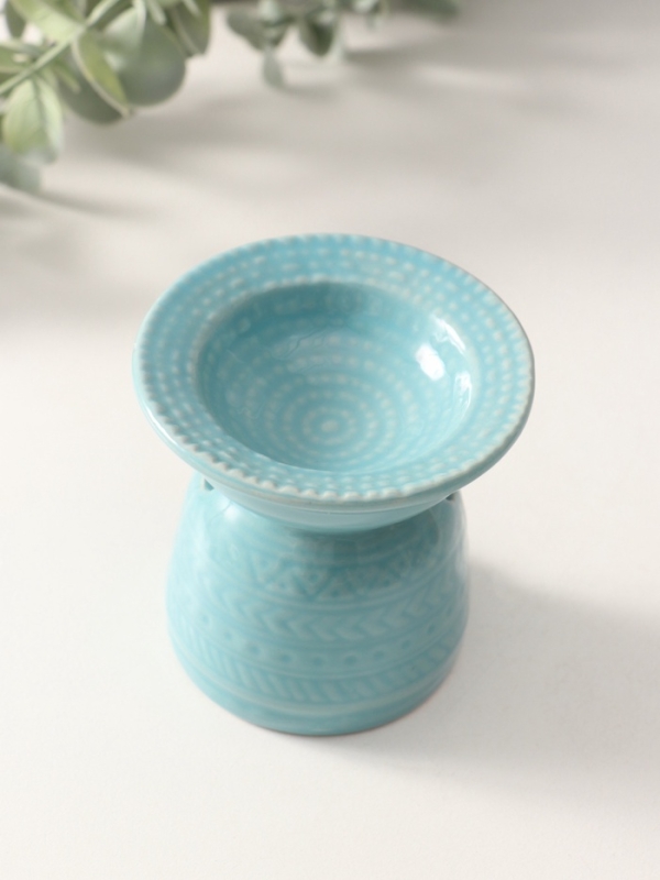 Аромалампа керамика "Геометрические узоры" нежно-голубая 7,5х7,5х6,5 см