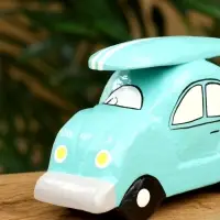 Сувенир "Машинка с серфом" дерево 13х5х7 см, цв. бирюзовый