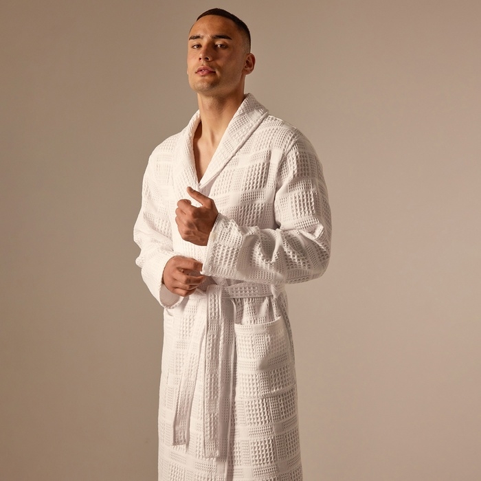 Халат вафельный мужской SL HOME: Chess Халат вафельный мужской SL HOME: Chess "Блан де Блан", размер XL, 100% хлопок, 340 г/м2
