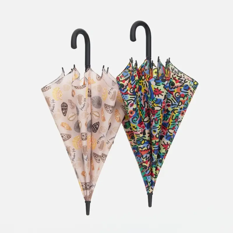 Зонт-трость Undercolor с полной запечаткой на заказ, с оранжевыми спицами