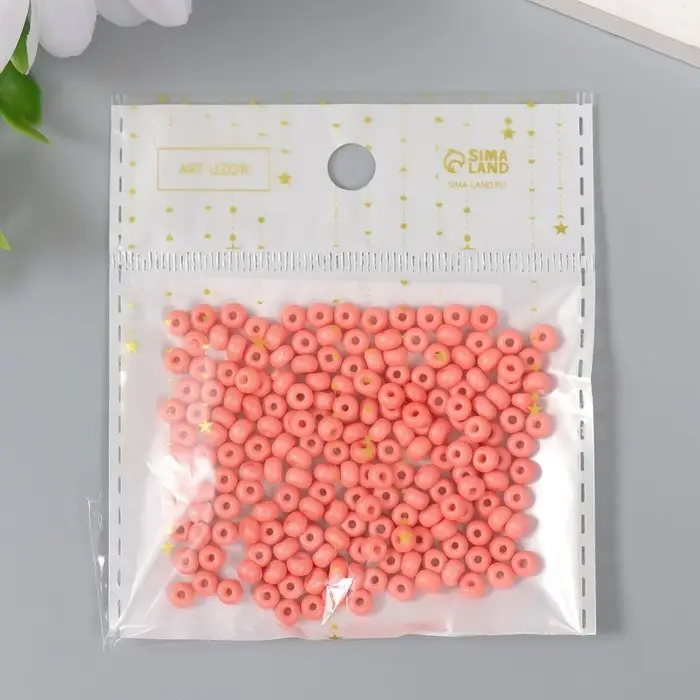 Бисер стекло 6/0 "Лососевый" 15 гр