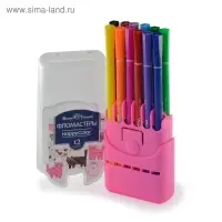 Фломастеры 12 цветов BrunoVisconti HappyColor, в пластиковом пенале, микс
