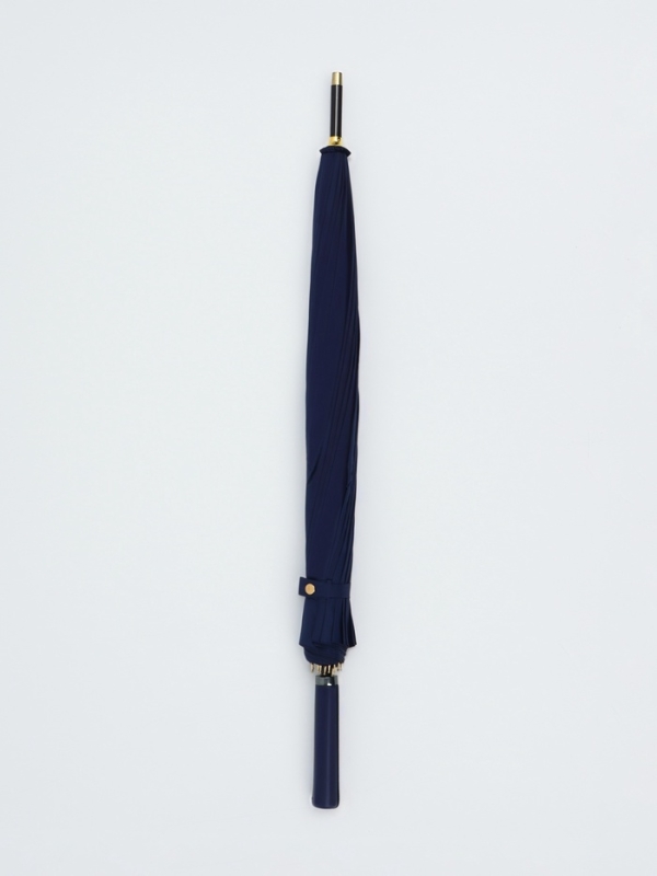 Зонт-трость п/авт R51/60 16сп П/Э В/У ОДНОТОН прямая ручка кожзам синий пакет