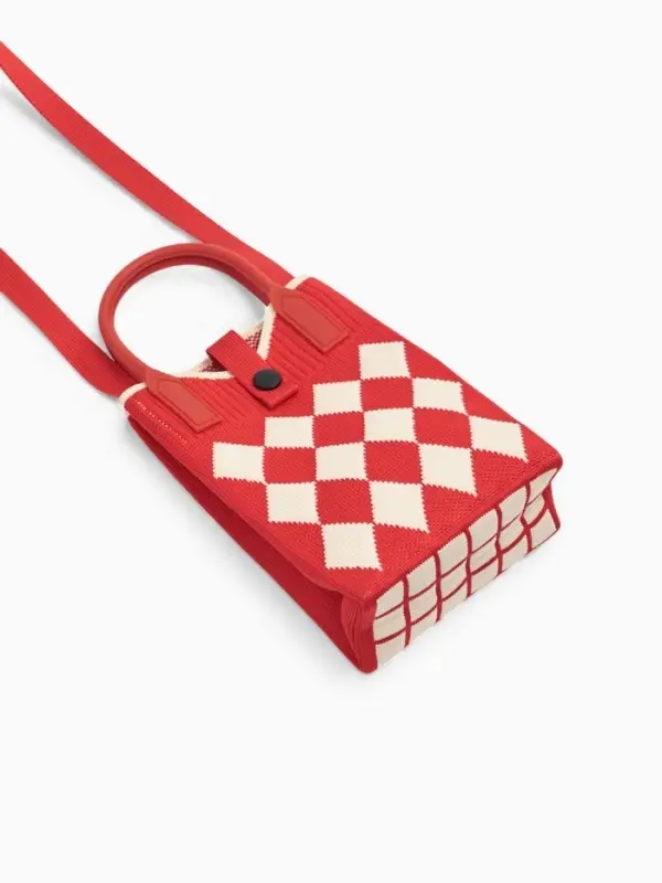 Сумка подр Ромбы, 12*4*17, отд на кнопке, дл ремень, красный