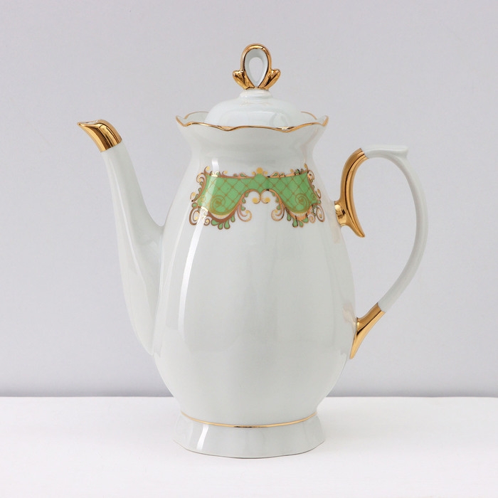 Сервиз кофейный фарфоровый &laquo;Симфония&raquo;, 15 предметов: кофейник 800 мл, сахарница 400 мл, сливочник 180 мл, чашка кофейная 110 мл, блюдце d=12 см