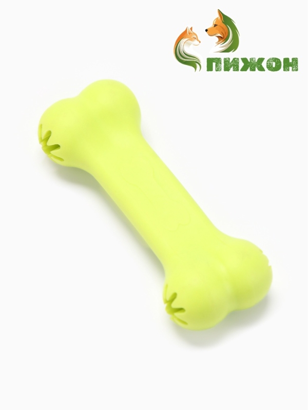 Игрушка жевательная "Вкусная кость" с отверстиями для лакомств, TPR, 11 см, салатовая